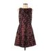 Kensie Casual Dress - Party High Neck Sleeveless: Burgundy Floral Dresses - Women's Size Small