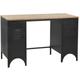 Hommoo - Double Pedestal Desk Solid Firwood and Steel 120x50x76 cm VD12353