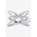 Women's .57 Tcw Cubic Zirconia Sterling Silver Micro Pave Crossover Ring by PalmBeach Jewelry in Silver (Size 6)