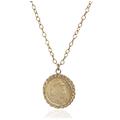 Coin Necklace, Gold Medallion Coin Pendant, Antique Style, Disc Pendant Necklace