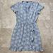 J. Crew Dresses | J. Crew Mercantile Printed Chambray Ruffle Faux Wrap Mini Dress L8885 | Color: Blue/White | Size: M