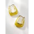Anthropologie Jewelry | Anthropologie Casa Clara Andy Earrings Yellow/Green Stone Gold Hoop | Color: Gold/Green | Size: Os