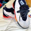 Nike Shoes | Nike Lebron Vxi Gs With Velcro Patches Size 13c | Color: Orange/White | Size: 13c
