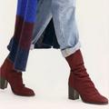 Free People Shoes | Free People Elle Burgundy/Red Heel Boots Size 11 | Color: Red | Size: 11