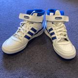 Adidas Shoes | Adidas Forum Mid Men Athletic Leather Mid Top Basketball Shoes Size 11 1/2 | Color: Blue/White | Size: 11.5