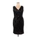 Lauren by Ralph Lauren Casual Dress - Sheath V Neck Sleeveless: Black Print Dresses - New - Women's Size 14