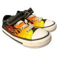 Converse Shoes | Converse All-Star Shoes Toddler Black Fire Flame Velcro Strap Easy On Size 6 | Color: Black/Yellow | Size: 6bb