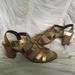 J. Crew Shoes | Jcrew Gold Leather T-Strapsandals With Block Heel | Color: Gold/Tan | Size: 8.5