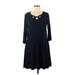 Nina Leonard Casual Dress: Blue Solid Dresses - Women's Size Medium