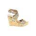 Groove Wedges: Gold Baroque Print Shoes - Women's Size 7