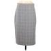 Banana Republic Casual Pencil Skirt Knee Length: Gray Grid Bottoms - Women's Size 6 Tall