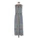 London Style Casual Dress - Maxi: Blue Paisley Dresses - Women's Size 8