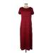 Laura Ashley Cocktail Dress - Midi: Burgundy Jacquard Dresses - Women's Size 10