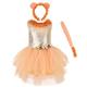 MODRYER Lion Mesh Dress For Girls 1-10Y Stage Show Fancy Dress Suit Kids Animal Themed Dresses Halloween Dress Up Costume With Tail And Ear Set,Orange-4T