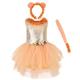 MODRYER Lion Mesh Dress For Girls 1-10Y Stage Show Fancy Dress Suit Kids Animal Themed Dresses Halloween Dress Up Costume With Tail And Ear Set,Orange-1T