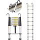 MCZY Tall Aluminum Telescopic Ladders, with Hook Heavy Duty Folding Telescoping Ladder Loft Indoor Outdoor House Extension Ladder Stepladder (Color : Silver, Size : 4.3m) surprise gift