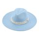 SOYNIA Fedora Trilby Felt Hats Fedora Hats For Women Solid Big Brim 9.5Cm Luxury Wedding Church Elegant Women'S Hat 56-58Cm Skyblue