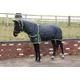 STABLE RUG 100 GSM FILL DETACHABLE NECK HORSE STABLE RUG BLACK WITH NEON BINDNG (6'9'')