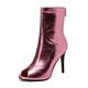 HROYL Peep Toe Heels for Women Dance High Heel Open Toe Latin Dance Boots,DS-9676-00-Pink-11-R,UK 3