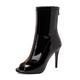 HROYL Peep Toe Heels for Women Dance High Heel Open Toe Latin Dance Boots,DS-9676-02-QP-Black-11-S,UK 6.5