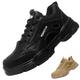 Bawalon Steel Cap Trainers Mens Womens Waterproof Work Trainers, Lightweight Wide Fit Safety Shoes Trainers for Men Women Black 6.5 UK (Label Size:41)