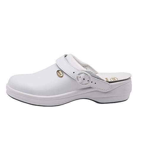 Scholl Unisex New Bonus Unpunched Medical Professional Clog, White, 4 UK