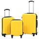 Tidyard 3 pcs Hardcase Trolley Luggage Suitcase Set Durable Wheeled Spinner Roller Lightweight Travel Baggage Yellow ABS