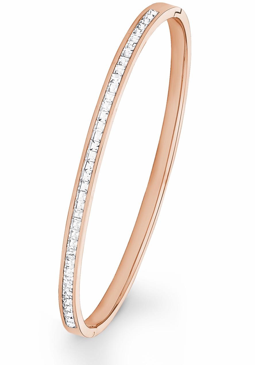 Armreif S.OLIVER "2018536", rosa (roségoldfarben, weiß), Armbänder, Damen, Edelstahl, Armreif, mit Kristall