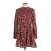 Zara Casual Dress - A-Line High Neck Long sleeves: Burgundy Print Dresses - Women's Size Small