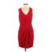 Forever 21 Contemporary Casual Dress - Party V Neck Sleeveless: Red Solid Dresses - Women's Size Small