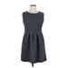 Ann Taylor LOFT Casual Dress - A-Line High Neck Sleeveless: Gray Dresses - Women's Size 14 Petite
