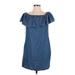 Tommy Bahama Casual Dress - Shift Boatneck Short sleeves: Blue Print Dresses - Women's Size Small