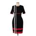 St. John Casual Dress - Sheath: Black Color Block Dresses - Women's Size 10