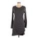 wasabi + mint Casual Dress - Mini Scoop Neck Long sleeves: Gray Solid Dresses - Women's Size Medium