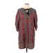 Urban Coco Casual Dress - Shift High Neck 3/4 sleeves: Red Print Dresses - Women's Size Large - Print Wash