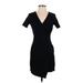 Lulus Cocktail Dress - Mini V-Neck Short sleeves: Black Print Dresses - Women's Size Small
