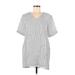 Zoa Casual Dress - Shift V Neck Short sleeves: Gray Dresses - Women's Size Medium