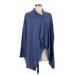 Bobeau Poncho: Blue Marled Sweaters & Sweatshirts - Women's Size Medium