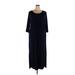 Bella Flore Casual Dress - Midi Scoop Neck 3/4 sleeves: Blue Solid Dresses - Women's Size 3X