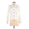 Liz Claiborne Denim Jacket: Short White Solid Jackets & Outerwear - Women's Size Small