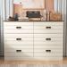 Ginny Ivory with Oak 47.2 in. 6 Drawer Teen Dresser with Ultra Fast Assembly