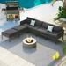 6-Pieces Patio Furniture Set, Modern Metal Outdoor Conversation Set Sectional Sofa With Removable Thick Cushions 5.9" Cushion