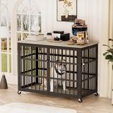 Furniture style dog crate wrought iron frame door with side openings, 38.4''W x 27.7''D x 30.2''H
