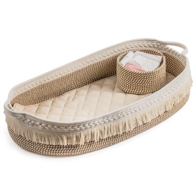 Handmade Woven Cotton Rope Moses Basket, Changing and Storage