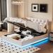 Queen Size Upholstered Bed with Hydraulic Storage System and LED Light, Modern Platform Bed with Button-tufted Design Headboard