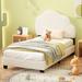 Twin Size Upholstered Boucle Fabric Platform Bed with Cloud-Shaped Headboard