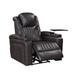 PU Leather Power Recliner Home Theater Recliner with Power Adjustable Headrest, Wireless Charging Device