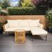 3 Pieces Outdoor Patio Wicker Furniture Sets, Table & Chairs with 3.15-inches Thick Cushion Outdoor Sofa Set, Light Yellow