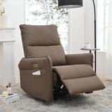 270°Power Swivel Rocker Recliner Chair,Electric Sofa w/USB Ports,Brown