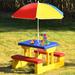 Kids Picnic Table Set W/Removable Umbrella Indoor Outdoor Garden Patio